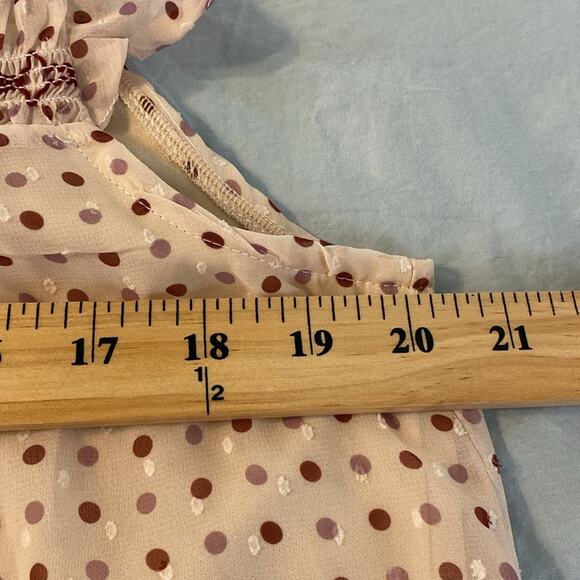 Entro Polka Dot Shift Dress Smocked Neck 70’s Schoolgirl Size Medium - Picture 5 of 8